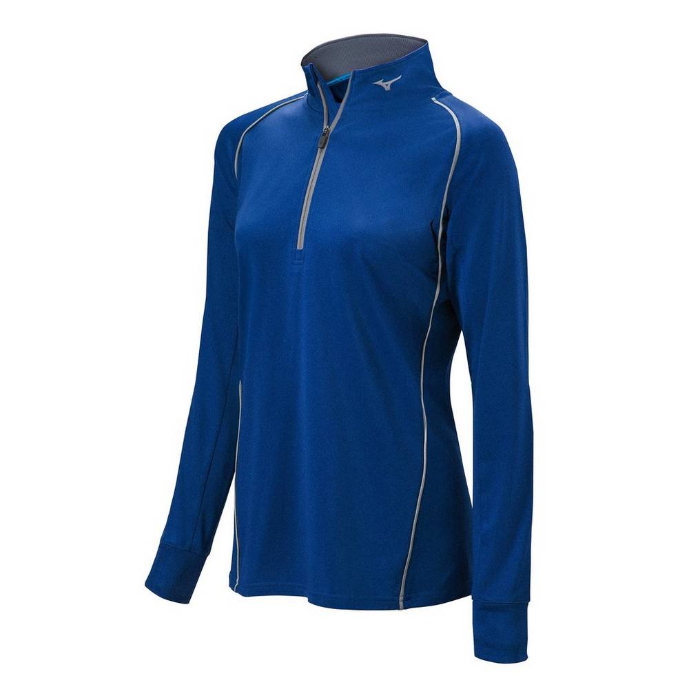 Pullover Mizuno Comp 1/2 Zip Long Sleeve Mujer Azul Marino Baratas WSZM-57123